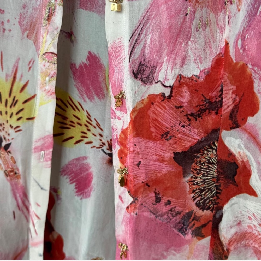 Roberto Cavalli Pink and Red Floral Blouse - Picture 5 of 6